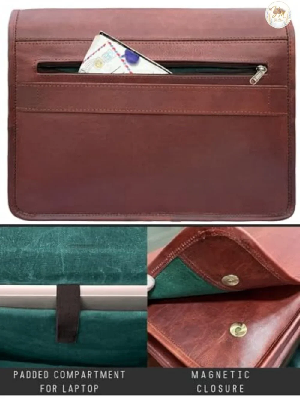 Vintage Leather Messenger Bag Laptop Satchel Crossbody